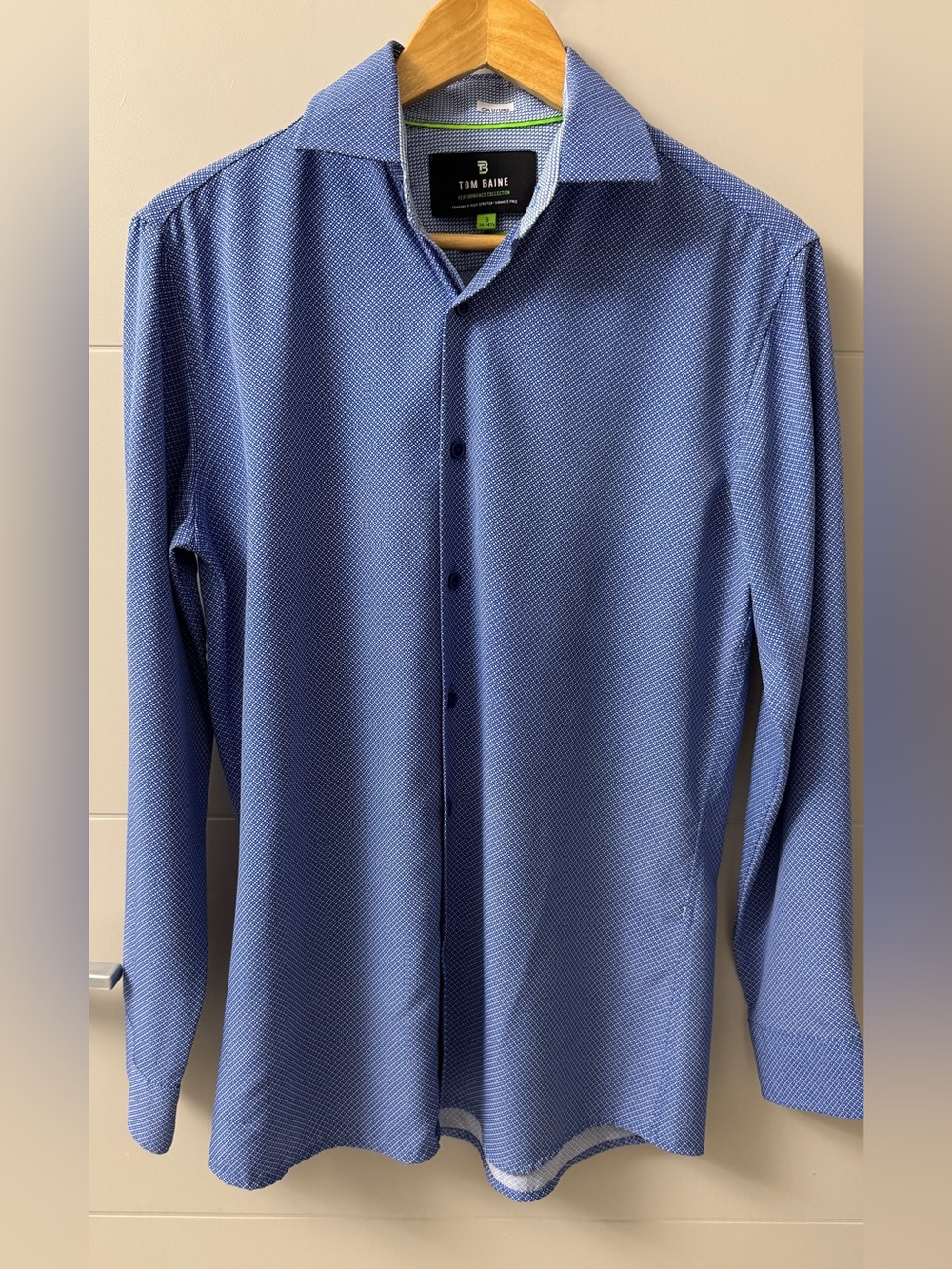 Tom Baine Men's Small Blue Slim Fit 4-Way Stretch Performance Dress Shirt